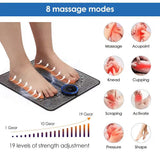 EMS Electric Foot Massager Mat with Remote. Massage Both Feet Simultaneously, Improving Blood Circulation, Relaxing Foot Muscle, Relieving Foot Pain, and Reducing Fatigue with 8 modes and 19 intensity levels