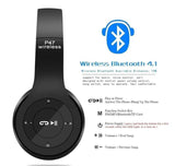 FOLDABLE BLUETOOTH WIRELESS P47 HEADPHONES NOISE CANCELING MP3/MP4/FM PLAYER.