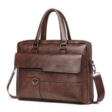 LEATHARIO MEN'S LEATHER BRIEFCASE HANDBAG-GENUINE LEATHER BUSINESS OFFICE COLLEGE TRAVEL BAG